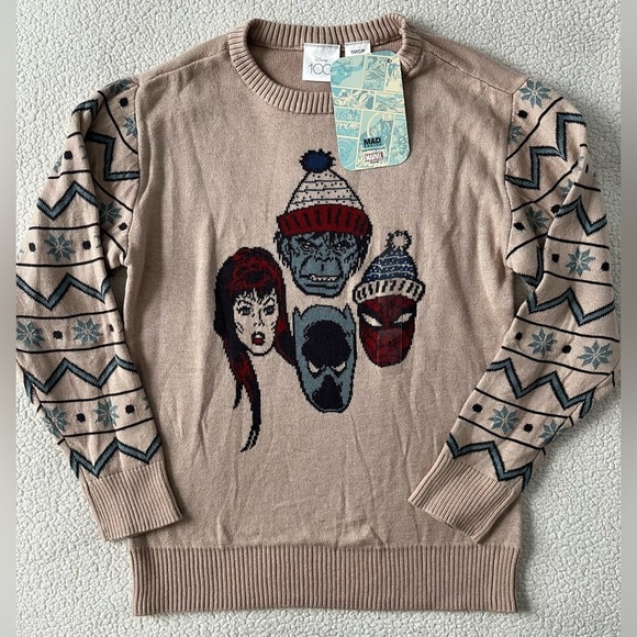 Disney Other - NWT Disney 100 Marvel Comics Sweater, Winter Design. Child Sz XS